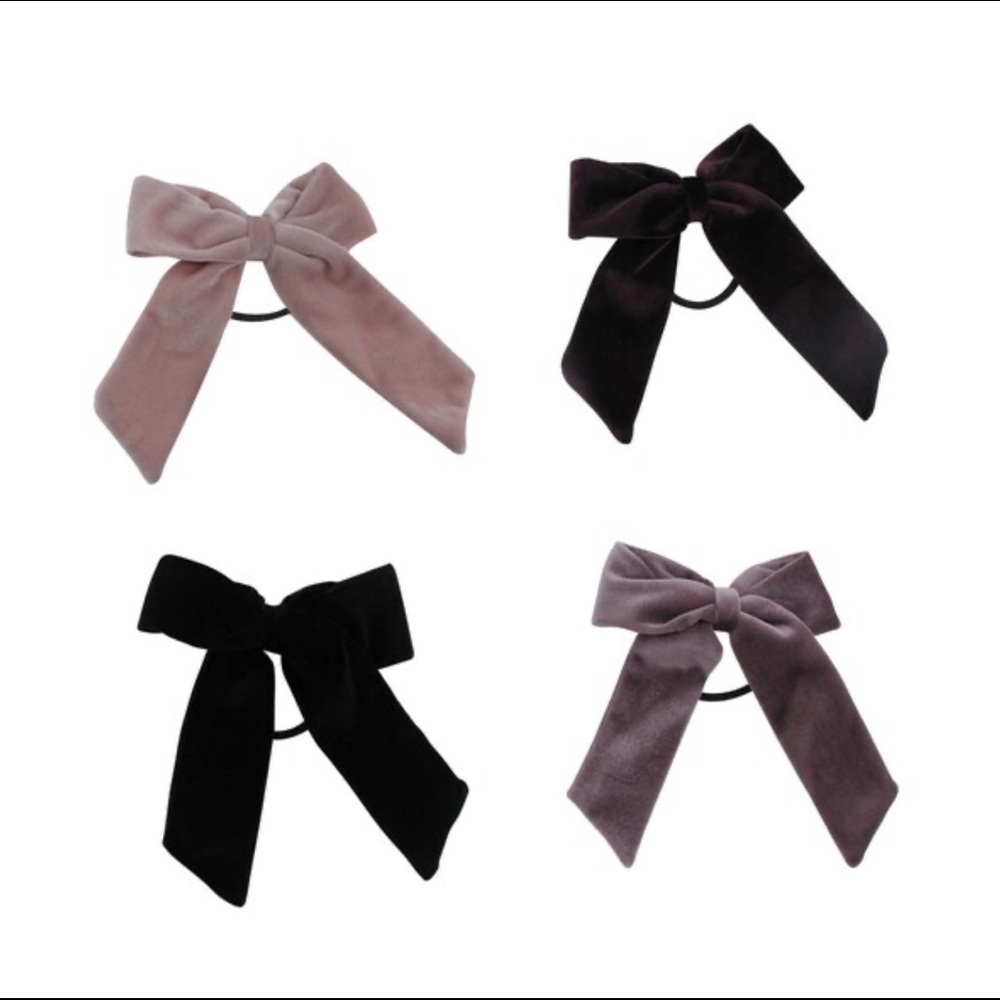 Velvet Bow Hair Tie Set - Picture 2 of 7